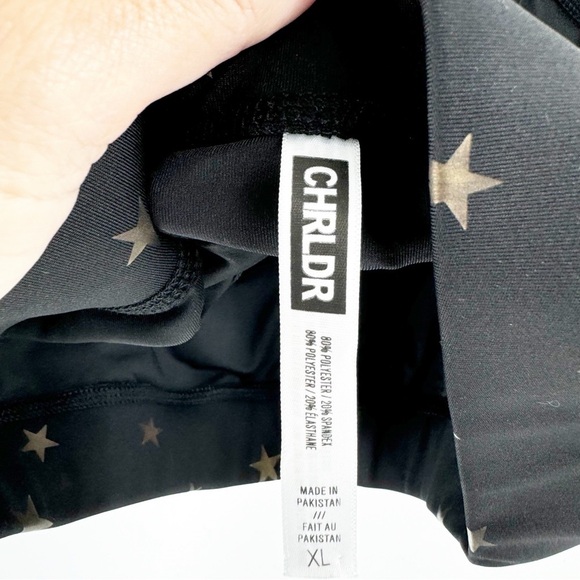 ✅ CHRLDR Sports Bra Allover Scattered Stars X-Large Black Gold Spaghetti Straps - Picture 6 of 9